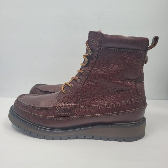 Polo Ralph Lauren Willingcott Men's Brown Leather Lace-Up Boots 14323 US Size 8D - Picture 2 of 11